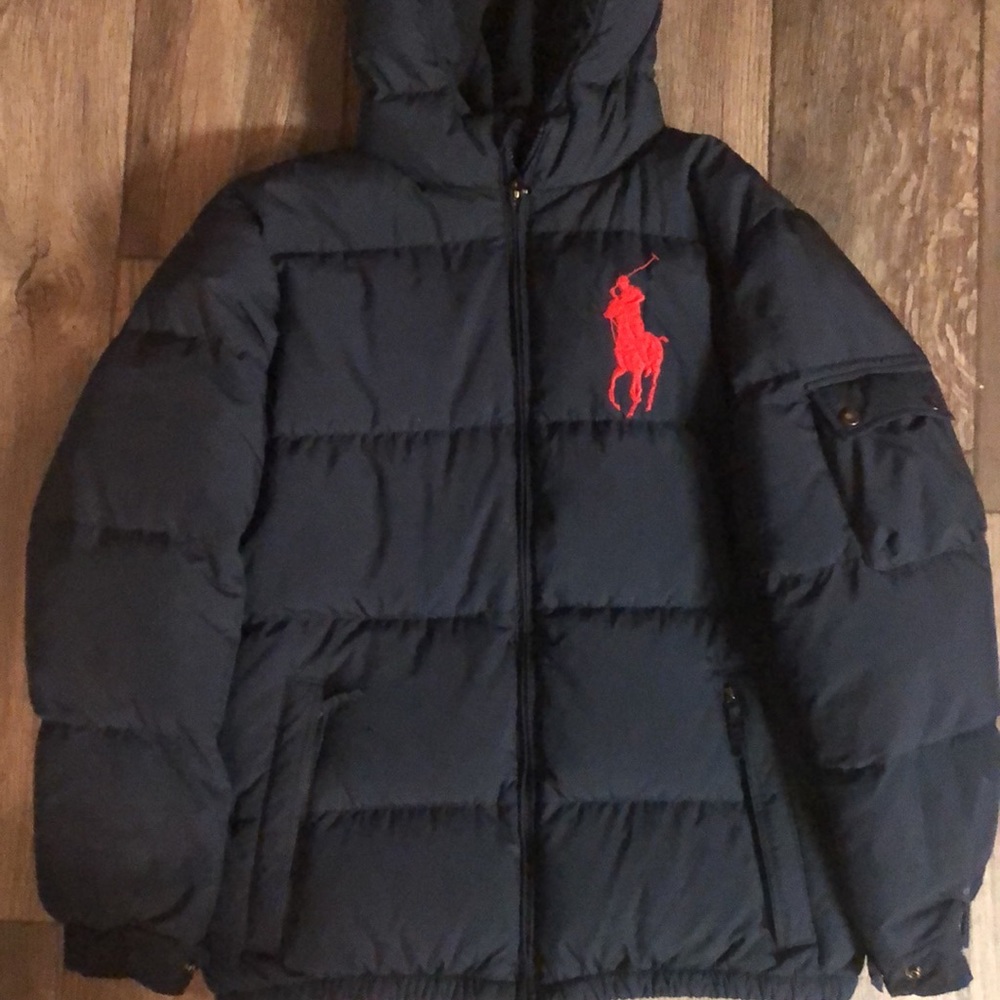 Polo RL Navy blue down jacket. Size XL(18-20) fits like mens sm.
